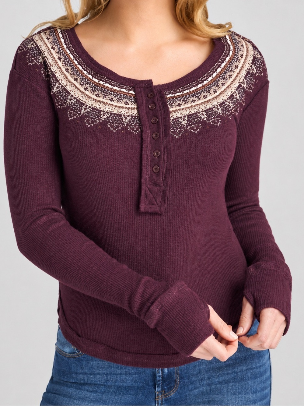 We the Free fair isle thermal top, XS